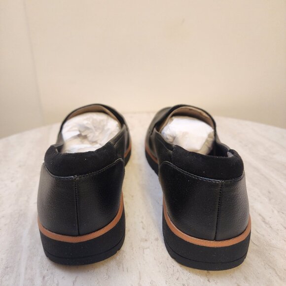 Dr. Scholls Nice Day Lug Sole Loafers BlackBlack Faux Leather 8M - b032 - Picture 2 of 9